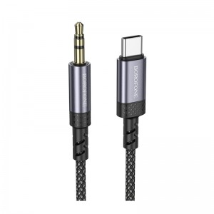 Аудіокабель BOROFONE BL24 Type-C to 3.5mm male, nylon braid, 1m, Metal Grey