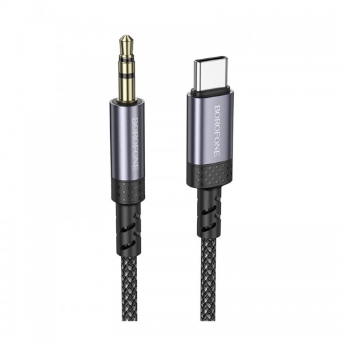 Аудіокабель BOROFONE BL24 Type-C to 3.5mm male, nylon braid, 1m, Metal Grey