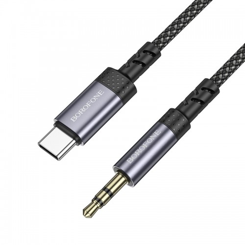 Аудіокабель BOROFONE BL24 Type-C to 3.5mm male, nylon braid, 1m, Metal Grey
