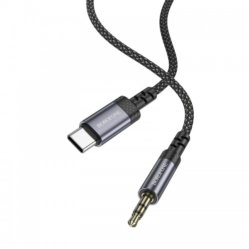 Аудіокабель BOROFONE BL24 Type-C to 3.5mm male, nylon braid, 1m, Metal Grey