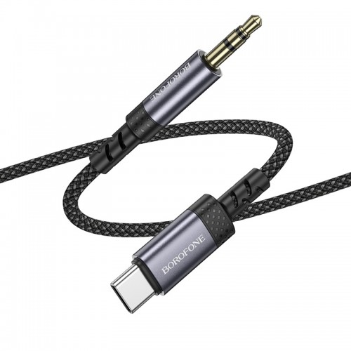 Аудіокабель BOROFONE BL24 Type-C to 3.5mm male, nylon braid, 1m, Metal Grey