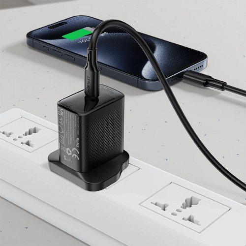 Кабель ACEFAST C17-03 USB-C на USB-C силиконовый зарядный и дата-кабель черный
