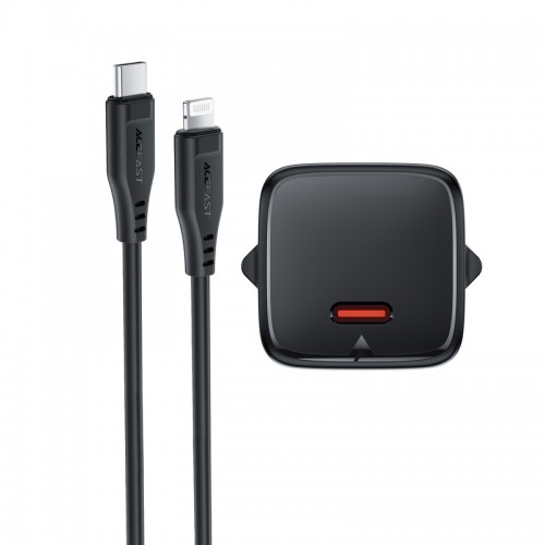 Мережевий зарядний пристрій з кабелем ACEFAST A118 PD30W mini GaN USB-C fast charger set (P16) Black