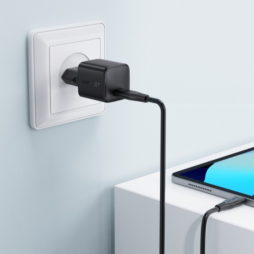 Мережевий зарядний пристрій з кабелем ACEFAST A118 PD30W mini GaN USB-C fast charger set (P16) Black