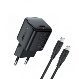 Мережевий зарядний пристрій ACEFAST A117 PD20W mini GaN fast charger set(P16),black  Black