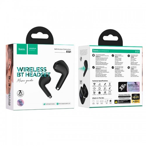Бездротові навушники HOCO EQ1 Music guide true wireless BT headset Black