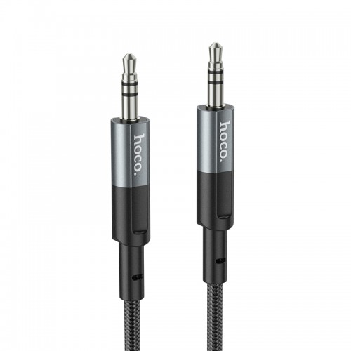 Аудиокабель HOCO UPA23 3.5mm male to 3.5mm male, нейлоновая оплетка, 1м Металлический серый