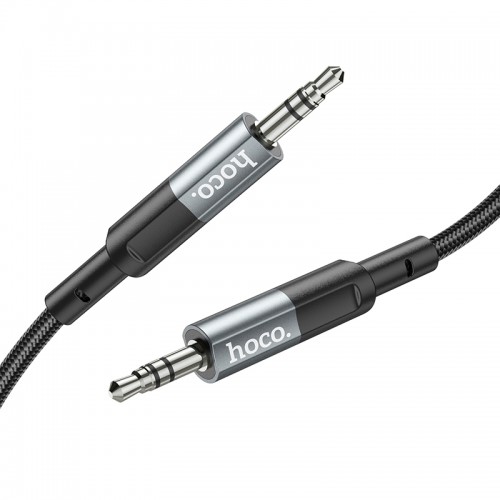 Аудиокабель HOCO UPA23 3.5mm male to 3.5mm male, нейлоновая оплетка, 1м Металлический серый