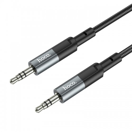 Аудиокабель HOCO UPA23 3.5mm male to 3.5mm male, нейлоновая оплетка, 1м Металлический серый