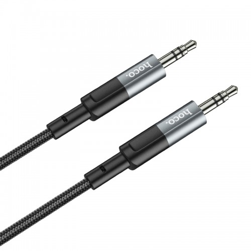 Аудиокабель HOCO UPA23 3.5mm male to 3.5mm male, нейлоновая оплетка, 1м Металлический серый