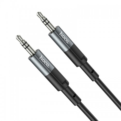 Аудиокабель HOCO UPA23 3.5mm male to 3.5mm male, нейлоновая оплетка, 1м Металлический серый