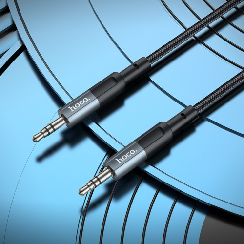 Аудиокабель HOCO UPA23 3.5mm male to 3.5mm male, нейлоновая оплетка, 1м Металлический серый