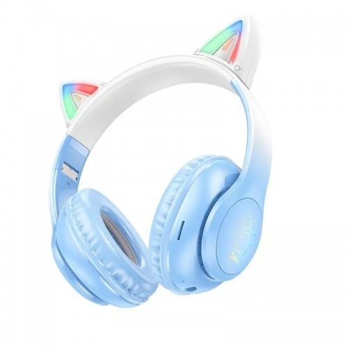 Беспроводные накладные наушники HOCO W42 Cat ears BT headphones Crystal Blue