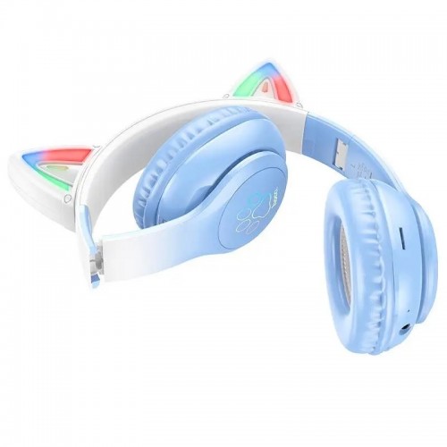 Беспроводные накладные наушники HOCO W42 Cat ears BT headphones Crystal Blue