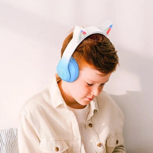 Беспроводные накладные наушники HOCO W42 Cat ears BT headphones Crystal Blue