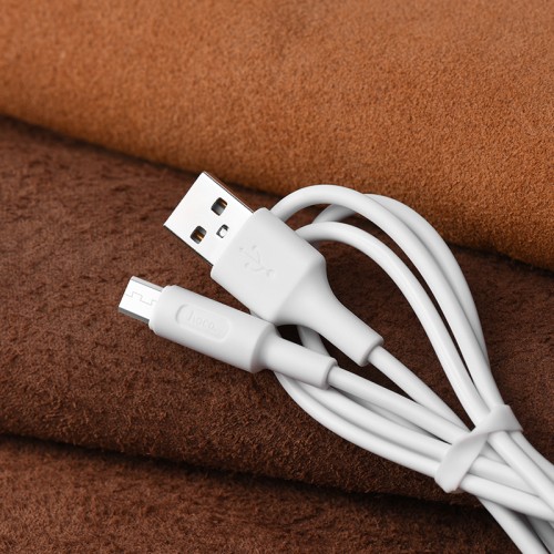 Кабель HOCO X25 USB to Micro 2A, 1м, PVC, PVC разъемы, Белый