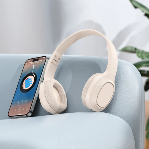 Бездротові накладні навушники HOCO W46 Charm BT headset Milky White