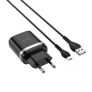 Мережевий зарядний пристрій з кабелем HOCO C12Q Smart QC3.0 charger set(Micro) 18W Black