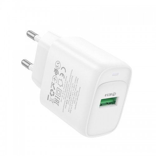 Мережевий зарядний пристрій HOCO C140A Smart single port QC3.0 charger (EU) White