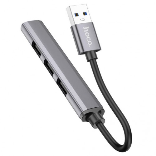 USB-хаб HOCO HB26 4 in 1 adapter(USB to USB3.0+USB2.0*3) Metal Gray