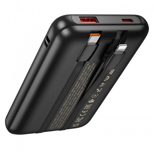 Внешний аккумулятор HOCO Q37 Graceful 22.5W+PD20W power bank with two cables(10000mAh) Black