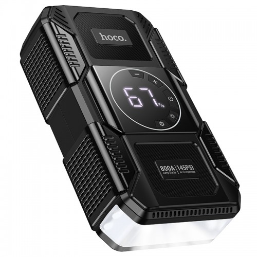 Автомобільний пуско-зарядний пристрій з насосом HOCO QS6 Clever Intelligent air pump+emergency start-up power bank(8000mAh) Black