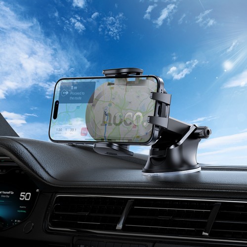 Автотримач для телефона HOCO H54 Brusco ultra-thin push-type car holder(center console) Black