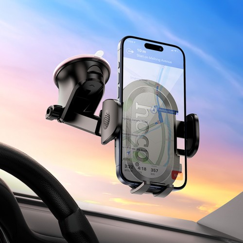 Автотримач для телефона HOCO H54 Brusco ultra-thin push-type car holder(center console) Black