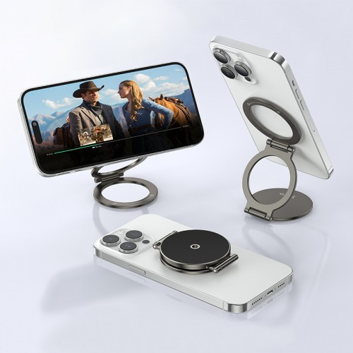 Автотримач для телефона HOCO H102 Whale magnetic ring holder(multi-scene) Metal Grey