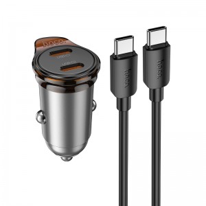 Автомобильное зарядное устройство HOCO NZ16B Rigorous PD45W(2C) car charger set(C to C) metal grey