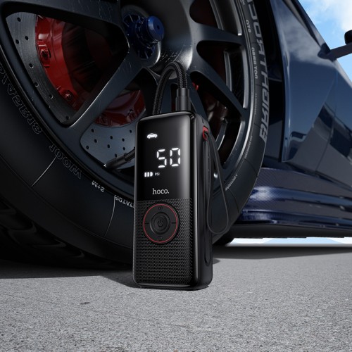 Автомобільний насос HOCO ZP18 Enlighten portable smart air pump Black