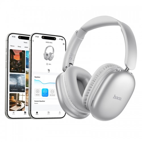 Бездротові накладні навушники HOCO W73 Graceful BT headphones(App) Silver
