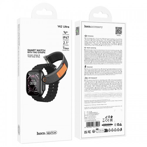 Смарт-годинник HOCO Y42 Ultra Smart watch(call version) Black