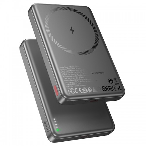 Внешний аккумулятор HOCO Q26A Joy PD20W магнитная быстрая зарядка power bank (10000mAh) металлический серый