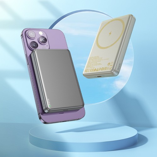 Внешний аккумулятор HOCO Q26A Joy PD20W магнитная быстрая зарядка power bank (10000mAh) металлический серый