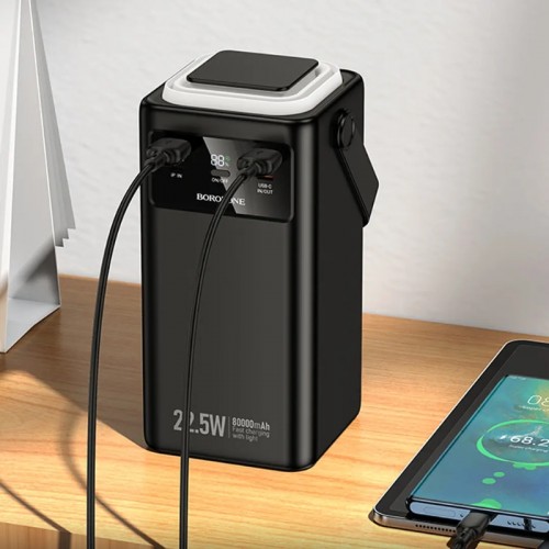 Внешний аккумулятор BOROFONE BJ65B High 22.5W+PD20W+четыре-кабеля power bank(80000mAh) Черный