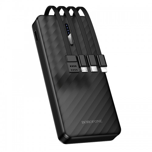 Внешний аккумулятор BOROFONE BJ84 Smooth power bank с четырьмя кабелями (10000mAh) Черный