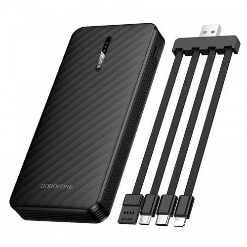 Внешний аккумулятор BOROFONE BJ84 Smooth power bank с четырьмя кабелями (10000mAh) Черный