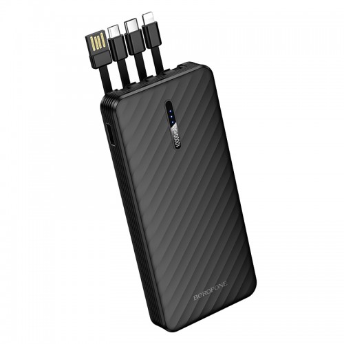 Внешний аккумулятор BOROFONE BJ84 Smooth power bank с четырьмя кабелями (10000mAh) Черный