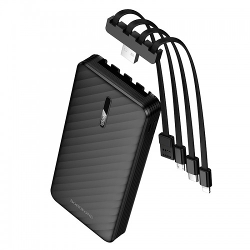 Внешний аккумулятор BOROFONE BJ84 Smooth power bank с четырьмя кабелями (10000mAh) Черный