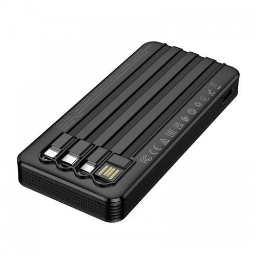 Внешний аккумулятор BOROFONE BJ84 Smooth power bank с четырьмя кабелями (10000mAh) Черный