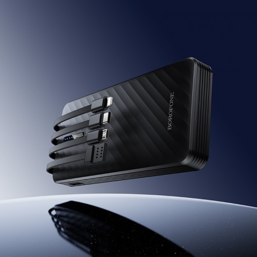 Внешний аккумулятор BOROFONE BJ84 Smooth power bank с четырьмя кабелями (10000mAh) Черный