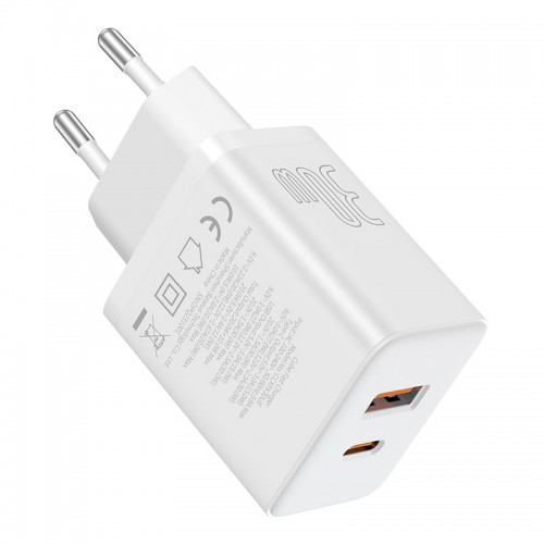 Мережевий зарядний пристрій Baseus Cube Fast Charger C+U 30W EU Moon White