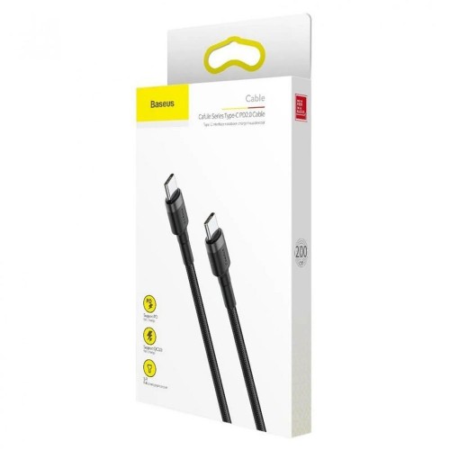 Кабель Baseus Cafule PD2.0 60W flash charging USB cableType-C-Type-C (20V 3A)2M Gray+Black