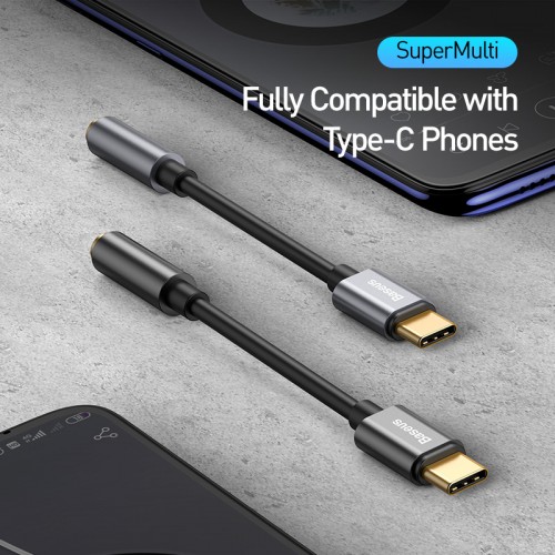 Кабель-переходник Baseus Type-C Male to 3.5mm Female Adapter L54 Темно-серый