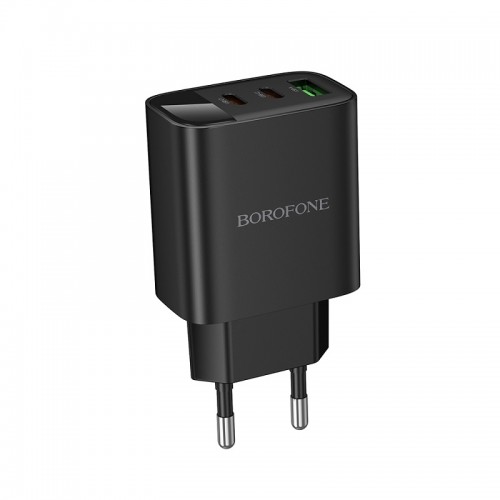Мережевий зарядний пристрій BOROFONE BA98A Ilustre PD30W (2C1A) зарядник з цифровим дисплеєм (EU) Чорний