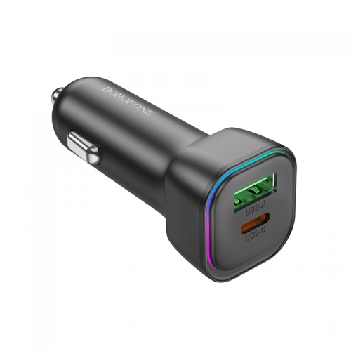 Автомобільний зарядний пристрій BOROFONE BZ28A Trophie PD30W+QC3.0 car charger Black