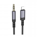 Аудіокабель BOROFONE BL24 iP to 3.5mm male, nylon braid, 1m, Metal Grey