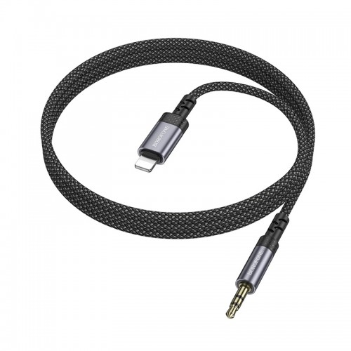 Аудіокабель BOROFONE BL24 iP to 3.5mm male, nylon braid, 1m, Metal Grey