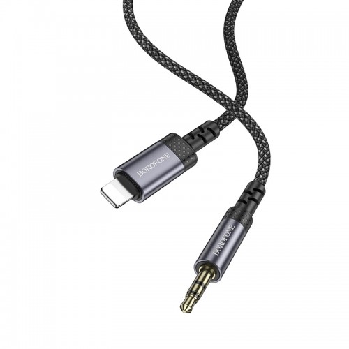 Аудіокабель BOROFONE BL24 iP to 3.5mm male, nylon braid, 1m, Metal Grey